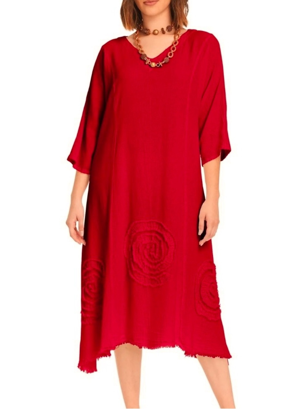 Oh My Gauze! Swirl Cotton Gauze Dress in Crimson Red Size 2 XL